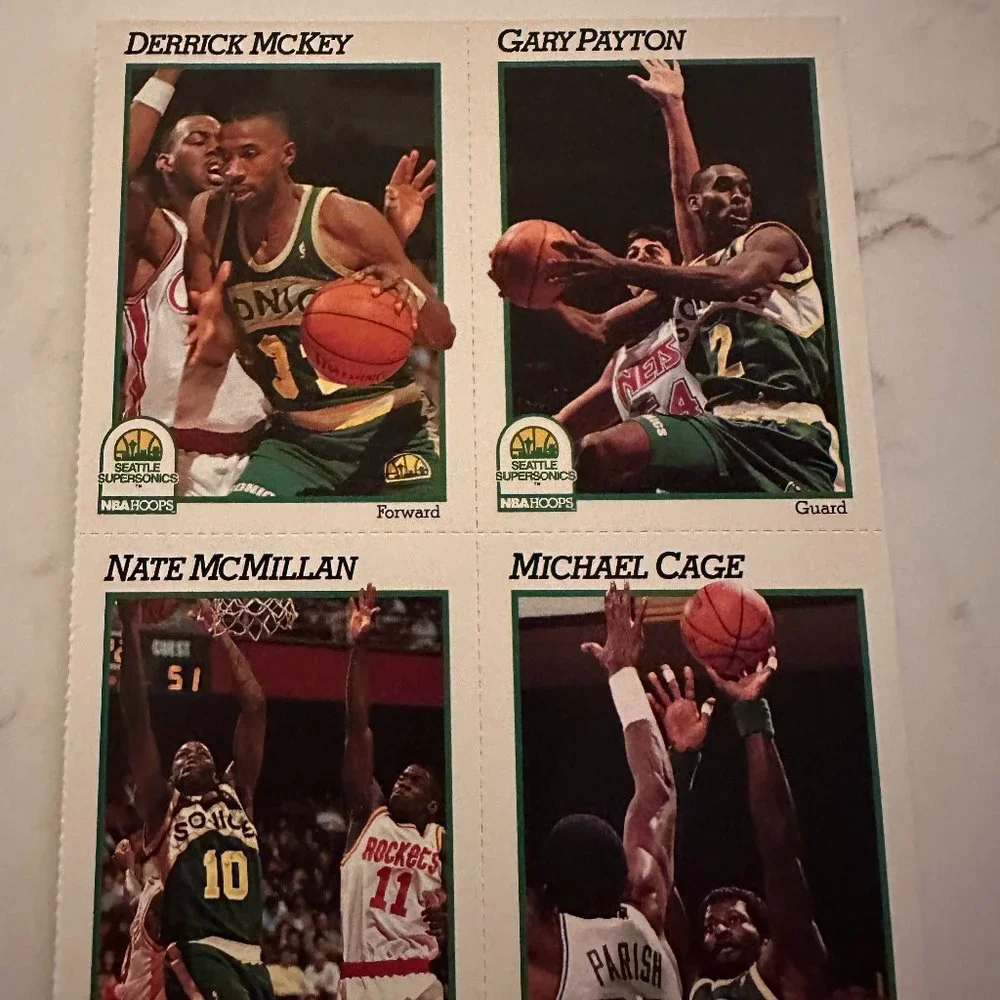 Set of 11 New 1991-1992 Seattle SuperSonics Trading Cards